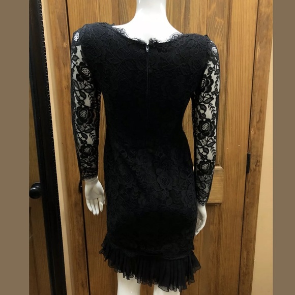 Serge & Real Black lace long sleeves dress S 2/4 - Picture 9 of 11
